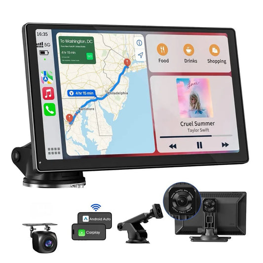 9 Inch Portable Carplay+ in built dash cam+ rear view camera